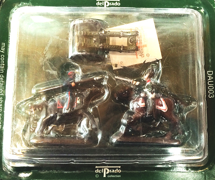 2 Horse soldiers (sword and spear) and 1 catapult, 1:60, Del Prado 