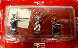 3 infantry soldiers, Battle of Waterloo, 1:60, Del Prado 