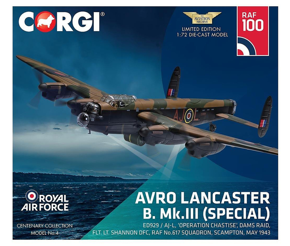 Avro Lancaster B. Mk.III (Special) ED929 / AJ-L, ‘Operation Chastise’, Dams Raid, 1:72, Corgi 