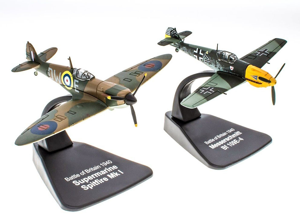 Battle of Britain + Messerschmitt Bf109E-4 Supermarine Spitfire MkI, 1940, 1:72, Atlas 