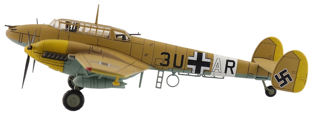 Bf110E-2 Messerschmitt Luftwaffe, 3U+AR, 7./ZG 26, Italy, 1941, 1:72, Hobby Master HA1817 