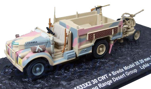 Chevrolet 1533 X2 30 CWT + Breda Model 35, 20 mm Anti-aircraft Gun Long Range Desert Group, Lybia, 1:72, Altaya 