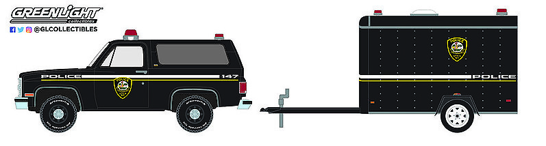 Chevrolet K5 Blazer with trailer, NYPD, 1990, 1:64, Greenlight 