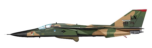 F-111F Aardvark 74-0178, 494th FS CO, 1992, 1:72, Hobby Master 