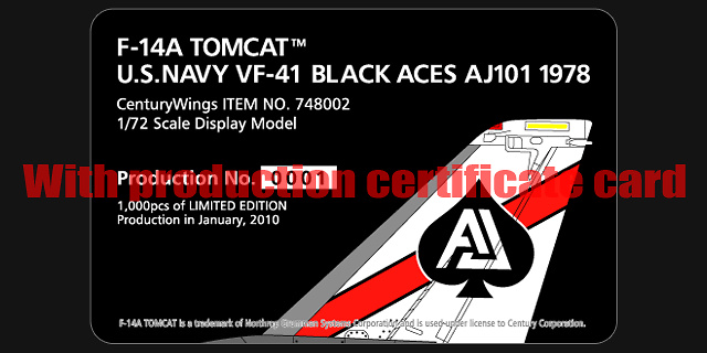 F-14A Tomcat VF-41 Black Aces, AJ101 1978, (Normal Version), 1:72, Century Wings 