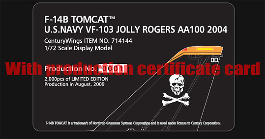 F-14B Tomcat VF-103 Jolly Rogers, AA100, 2004, 1:72, Century Wings 