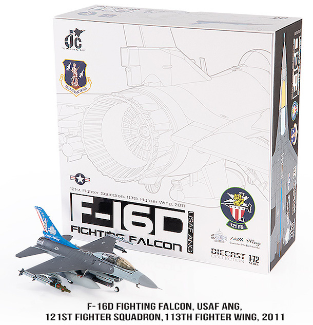 F16D Fighting Falcon USAF ANG, 121st Fighter Squadron, 113th Fighter Wing, 2011, 1:72, JC Wings 