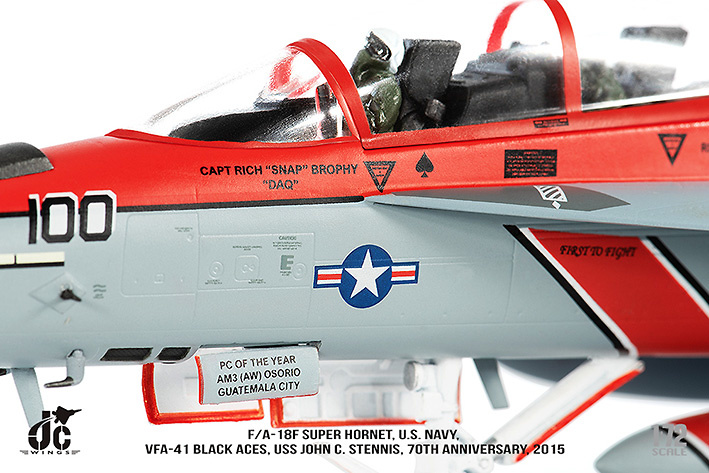 F/A18F Super Hornet US Navy, VFA-41 Black Aces, 70th Anniversary Edition, 2015, 1:72, JC Wings 