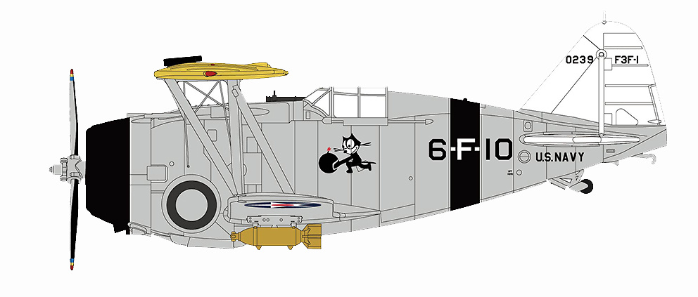 Grumman F3F-1 0239, VF-6B, 30's, 1:48, Hobby Master 
