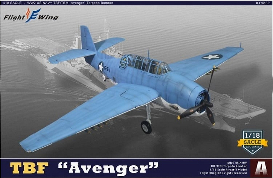 Grumman TBF Avenger, Model USN VT-8, 8-T-1, Battle of Midway, June, 1942, 1:18, Flight Wing 