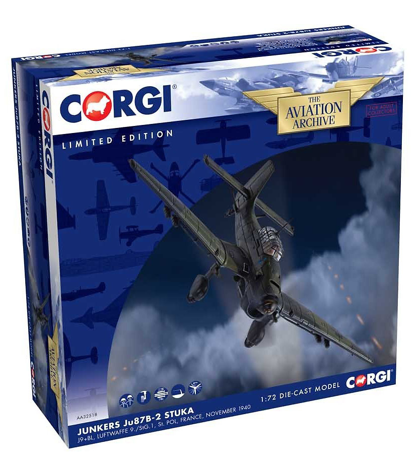 Junkers Ju87B-2, J9+BL, Luftwaffe 9./StG.1, St. Pol, France, November 1940, 1:72, Corgi 