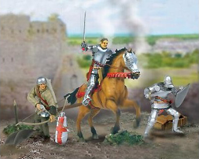 Knight of the 100 Years War plus two soldiers and accessories, 1:32, Forces of Valor 