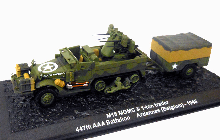 M16 MGMC with trailer 1 ton, 447th AA Battalion, The Ardennes, 1945, 1:72, Altaya 