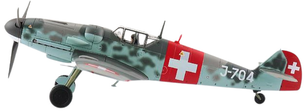 Messerschmitt Bf 109 G-6 J-704, 7 Fliegerkompanie, Swiss Air Force, 1944, 1:48, Hobby Master 