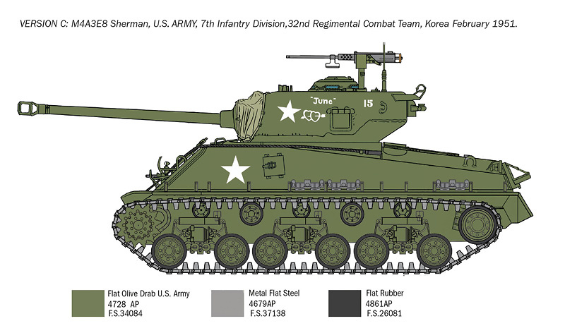 Sherman M4A3E8, Korean War, 1:35, Italeri 
