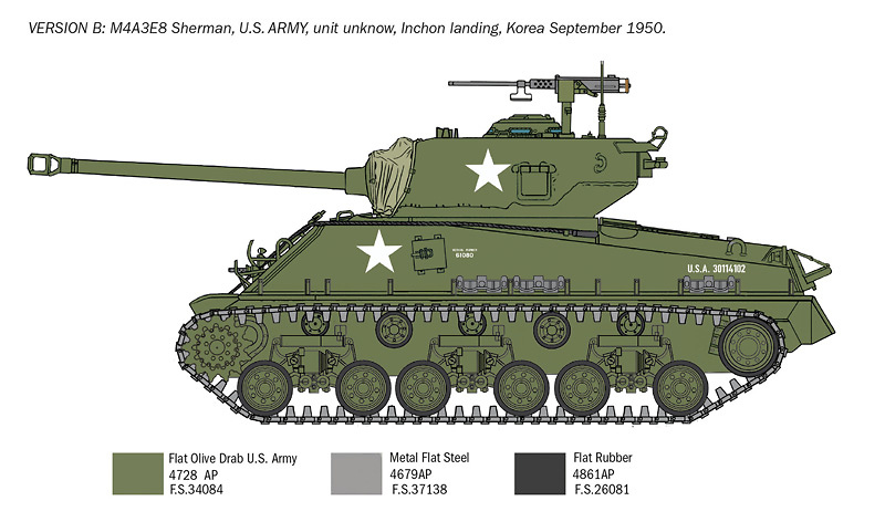 Sherman M4A3E8, Korean War, 1:35, Italeri 