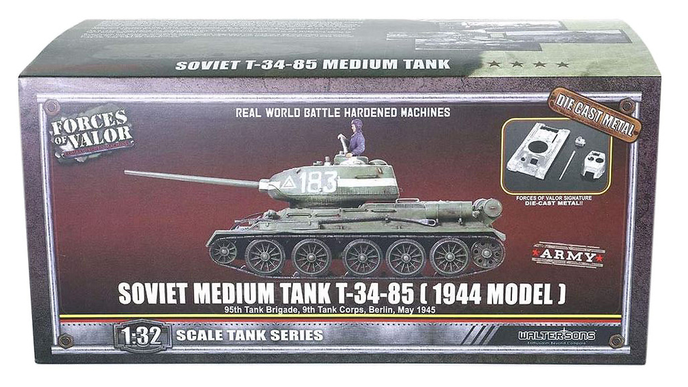 T-34/85, Soviet Medium Tank, 1944, w/1 Figure, 1:32, Forces of Valor 