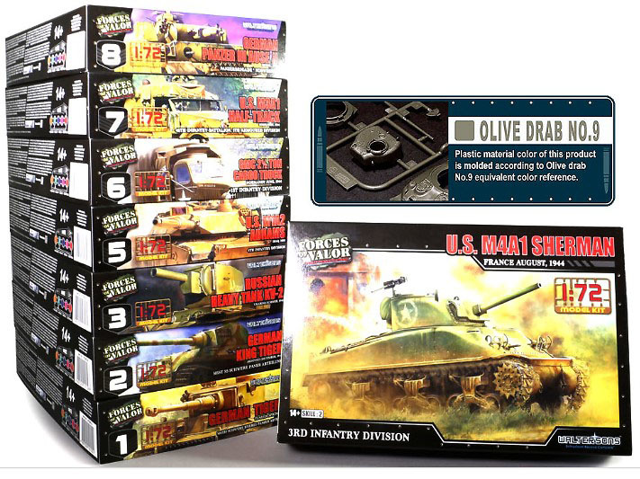U.S. Medium tank Sherman M4A1 (Casted Hull), 1:72, Forces of Valor 