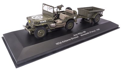 Jeep Willys MB with trailer, 101st Airborne Division, Normandy, 1944, 1:43, Atlas