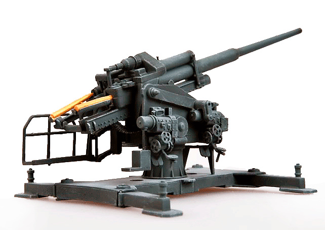 128mm Flak40 con Bettung (plataforma), 1944, Alemania, 1942, 1:72, Modelcollect 