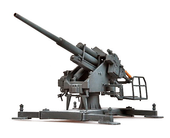 128mm Flak40 con Bettung (plataforma), 1944, Alemania, 1942, 1:72, Modelcollect 