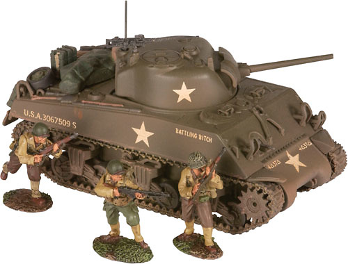 A4A3 Sherman Tank & 3 Infantry Figures, 1:50, Corgi 