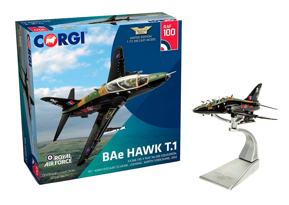 BAe Hawk T.1 XX246/95-Y RAF No.100 Squadron, Esquema 95º Aniverario, 1:72, Corgi 