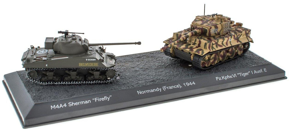 Batalla de Normandía, M4A4 Sherman Firefly + PzKpfwVI Tiger I Ausf E, 1944, 1/72, Salvat 