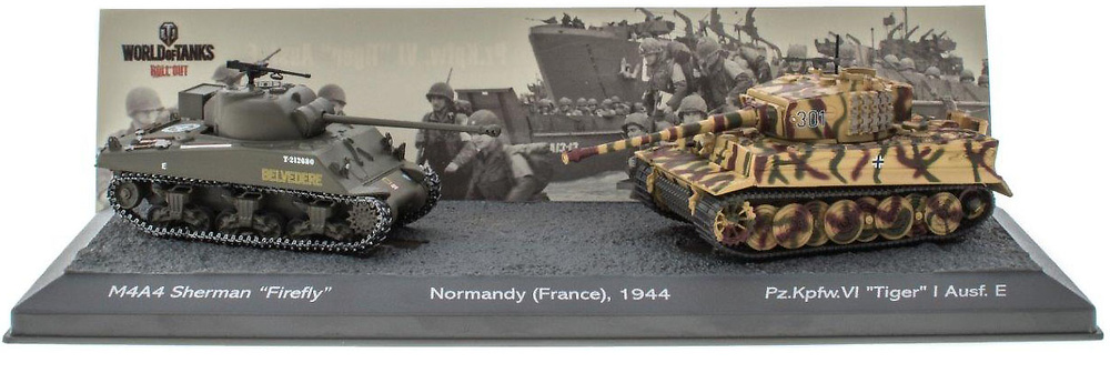 Batalla de Normandía, M4A4 Sherman Firefly + PzKpfwVI Tiger I Ausf E, 1944, 1/72, Salvat 