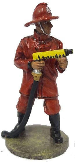 Bombero con traje de intervención y manguera a presión, Bolivia, 1995, 1:30, Del Prado 