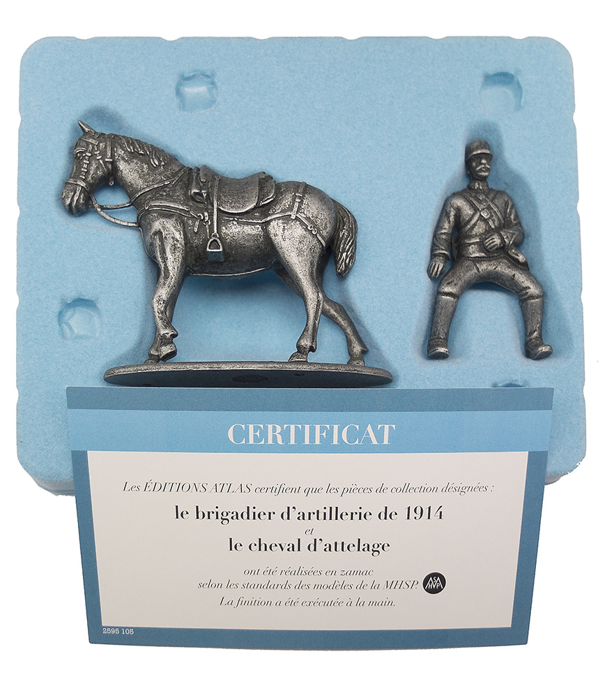 Brigadier de Artillería y Caballo de tiro, Francia, 1914, 1:24, Atlas Editions 