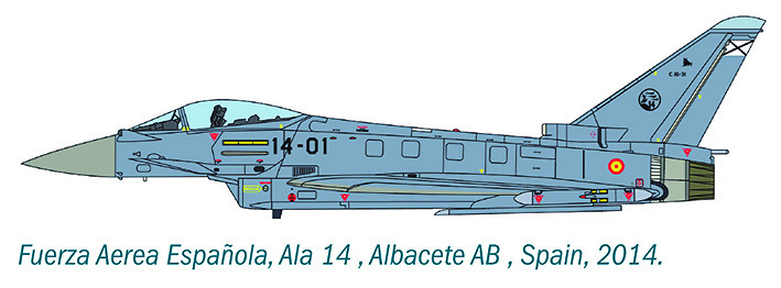 EF 2000 Typhoon monoplaza, Fuerza Aérea Española, Ala 14, Albacete, 2014, 1:72, Italeri 
