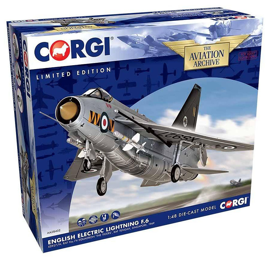 English Electric Lightning F.6 XS927/N, RAF No.74 Squadron ‘The Tigers’, 1:48, Corgi 