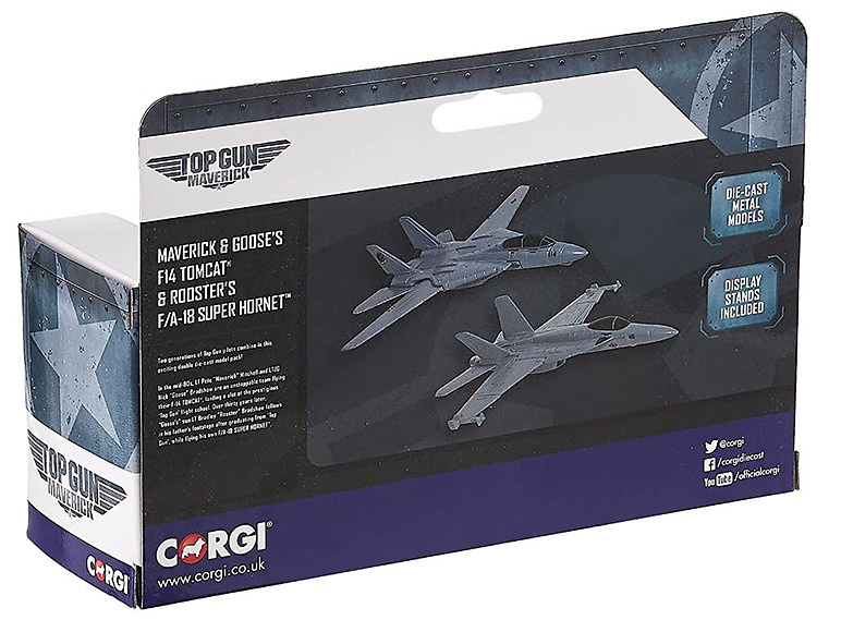 F-14 Tomcat de Maverick y Goose (Top Gun 1986) + F/A-18 Super Hornet de Rooster (Top Gun 2020) , 1:170,Corgi 