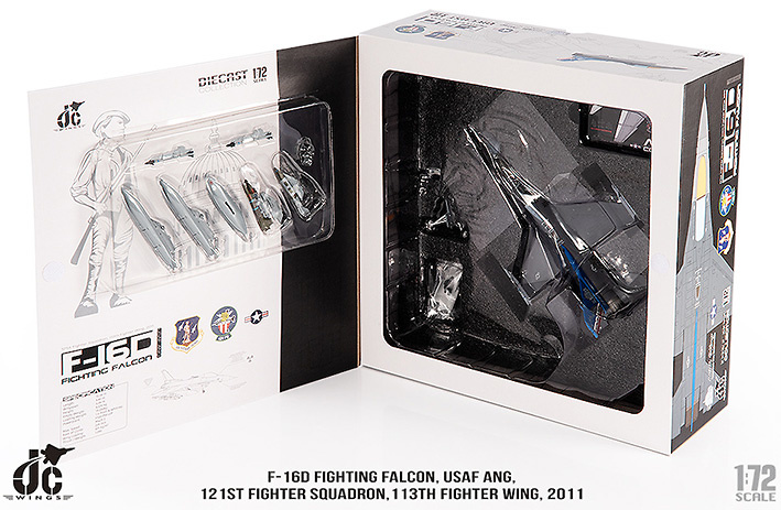 F16D Fighting Falcon USAF ANG, 121° escuadrón de combate, 113° ala de combate, 2011, 1:72, JC Wings 
