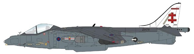 Harrier GR.9A, RAF Base Aérea de Coningsby, 2006, 1:72, Hobby Master 