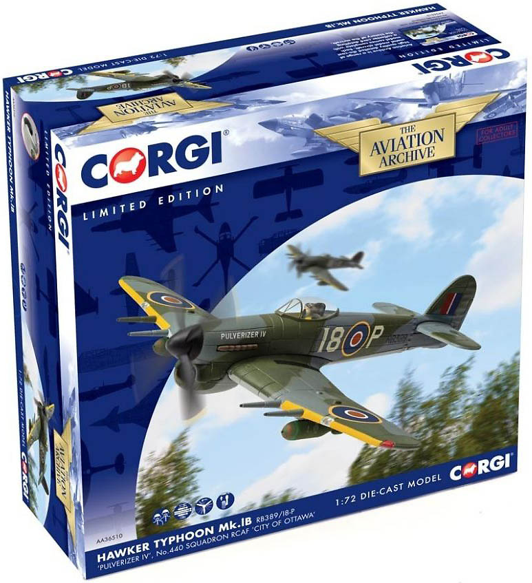 Hawker Typhoon lB RB389/I8-P ‘Pulverizer IV’, RCAF 'City of Otawa', 1:72, Corgi 