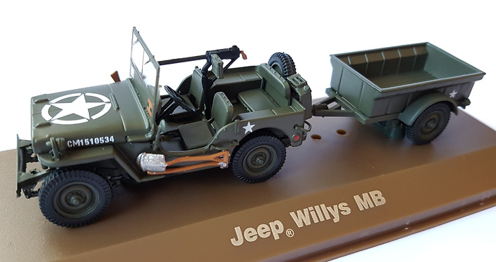 Jeep Willys MB con remolque, 1:43, Atlas 