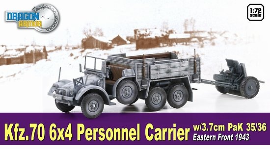 Kfz.70 6x4 Personnel Carrier w/3.7cm PaK 35/36, Eastern Front, 1943, 1:72, Dragon Armor 