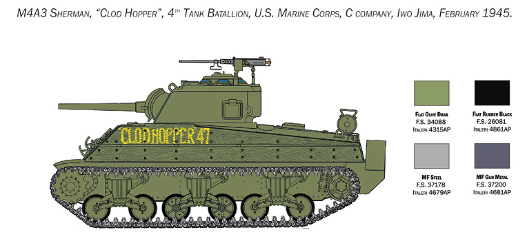 M4 Sherman, U.S. Marine Corps, 2ª Guerra Mundial, 1:35, Italeri 