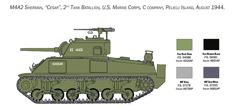 M4 Sherman, U.S. Marine Corps, 2ª Guerra Mundial, 1:35, Italeri 