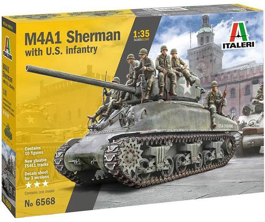 M4A1 Sherman con infantería, 1:35, Italeri 