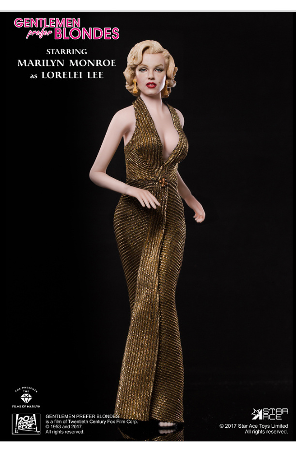 Marilyn Monroe con vestido dorado, en 
