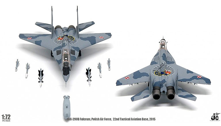 Mig 29UB Fulcrum, Fuerza Aérea Polaca, 22º Base de Aviación Táctica, Mayo, 2015, 1:72, JC Wings 