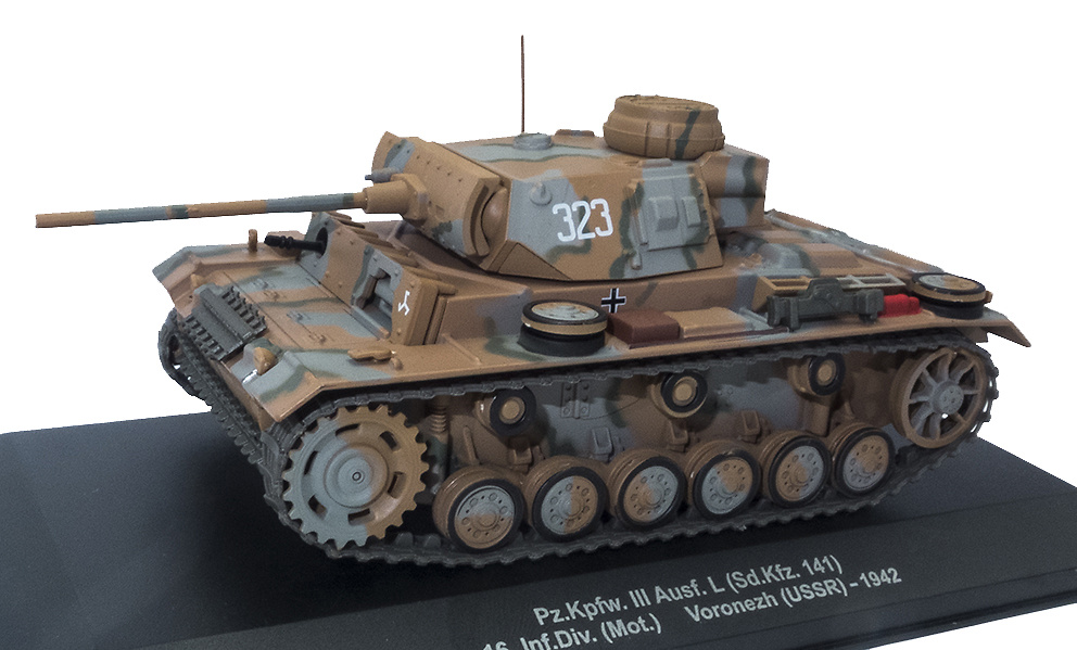 Pz.Kpfw. III Ausf. I (Sd.kfz. 141), 16b División de Infantería Motorizada, Voronezh (URSS), 1942, 1:43, Atlas 