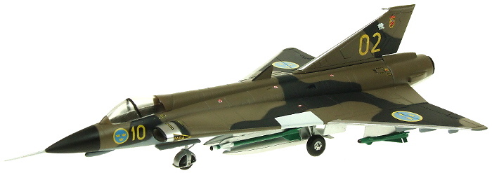 Saab Draken J35F 10-02 35-602, Swedish Air Force, Angelholm, 1995, 1:72, Aviation 72 