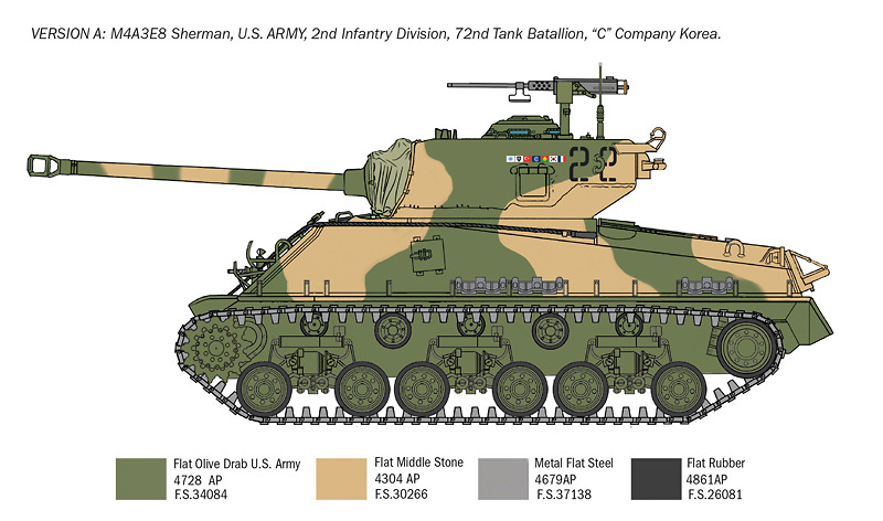 Sherman M4A3E8, Guerra de Corea, 1:35, Italeri 