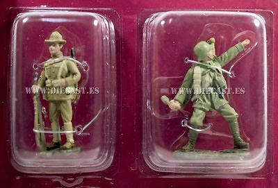 Soldado Americano + Tropa de asalto Alemán, 1918, 1:32, Hachette 
