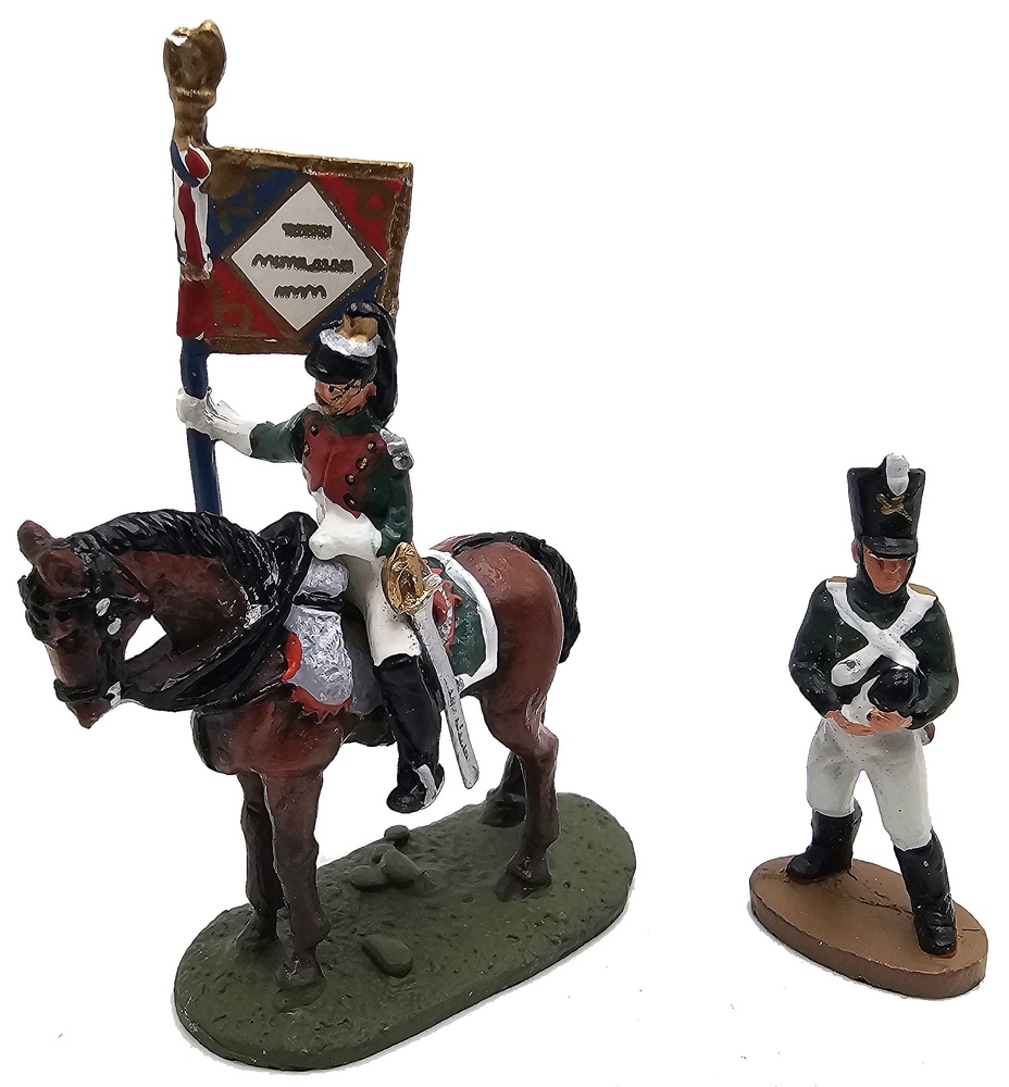 Soldado a caballo con bandera y soldado a pie, Batalla de Austerlitz, 1:60, Del Prado DAU046 