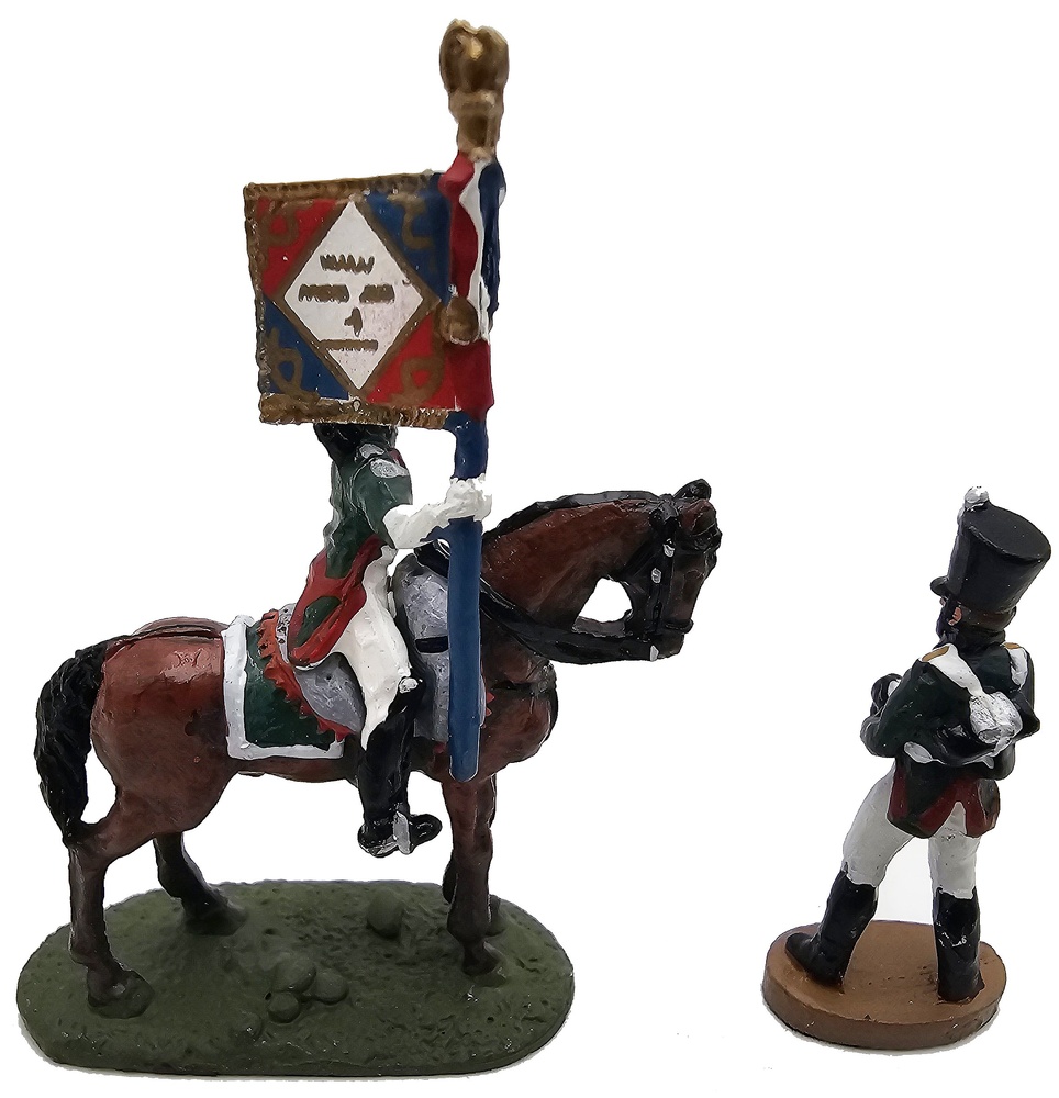 Soldado a caballo con bandera y soldado a pie, Batalla de Austerlitz, 1:60, Del Prado DAU046 